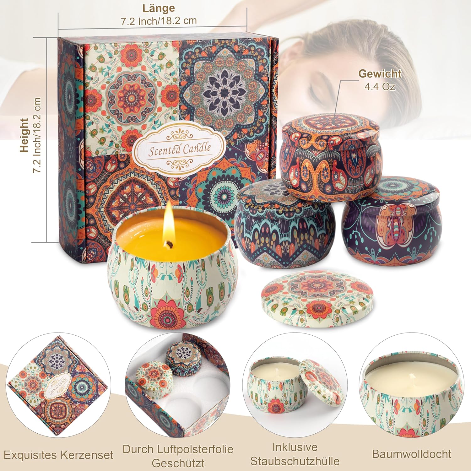 Vonné dekoračné sviečky - 4 set